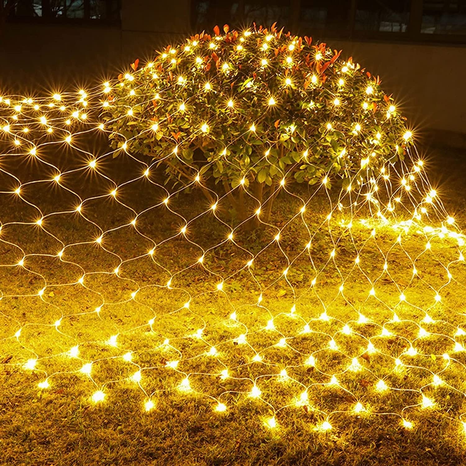 Mesh Net Lights Indoor Outdoor 5 FT x 5 FT Connectable Waterproof Christmas String Lights with 8 Modes Decorations for Christmas Xmas Tree Party Yard Bushes Garden Decor(Warm White)